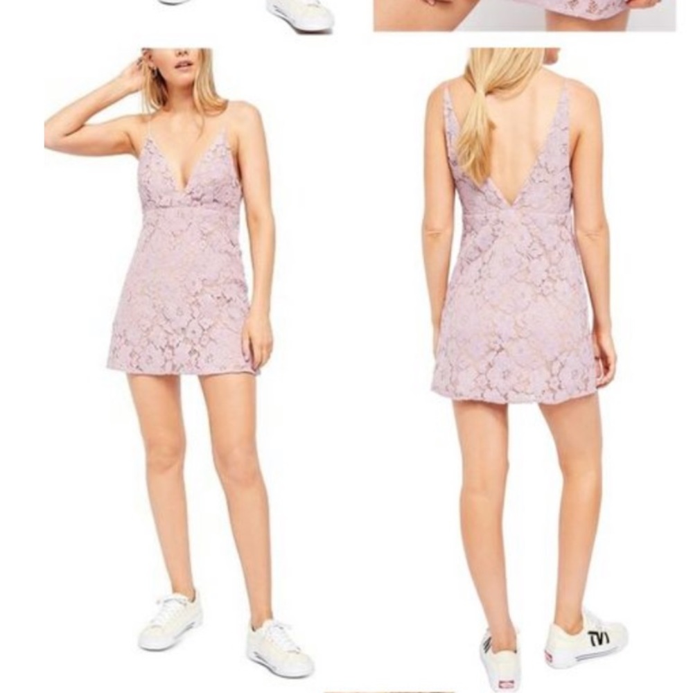 Free People Love Lace Mini Dress  in Wisteria - Picture 9 of 10